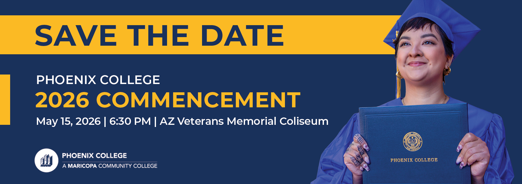 Phoenix College Save the Date for 2026 Commencement