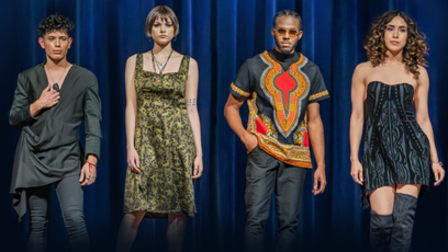 Students modeling fashions designed by PC designers (alumni and students)