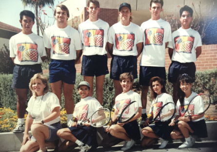 PC alumna Nancy Chong on the PC tennis team; Nancy is on the bottom row, far right. 
