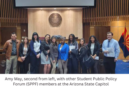 Phoenix College student, Amy May, with other members of MCCCD's Student Public Policy Forum