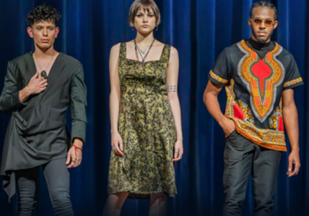 Students modeling fashions designed by PC designers (alumni and students)
