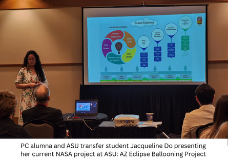 Phoenix College alumna Jacqueline Do presenting on her new ballooning project, AZ Eclipse Ballooning Project