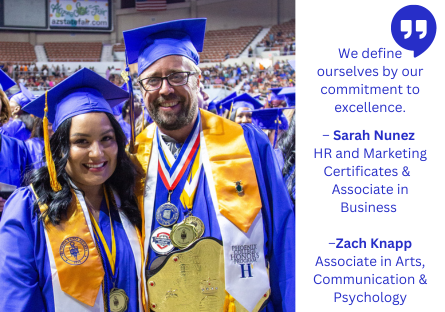 Phoenix College 2023 commencement student speakers Sarah Nunez and Zach Knapp
