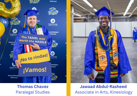 Phoenix College graduates Thomas Chavez and Jawaad Abdul-Rasheed 