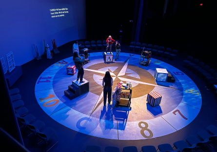 Phoenix College students rehearse for the US Spanish Language Premeier of Esa Nena Rie, Esa Nena Llora, Esa Nena No Hace Nada in Phoenix College's John Paul Theatre which is performed in Spanish with English supertitles