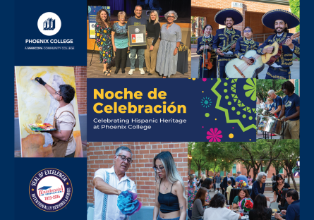 A collage of photos take at Phoenix College's Noche de Celebracion