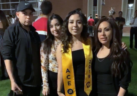 Jasmin at her ACE Program graduation ceremony, with her brother, sister, and aunt.