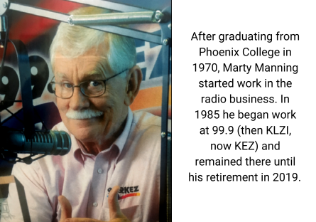 Marty Manning behind the KEZ radio microphone