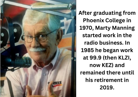 Marty Manning at his radio desk (KEZ)