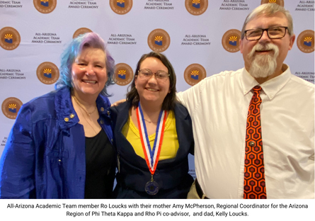 Ro Loucks with their mom, Amy McPherson, and dad Kelly Loucks