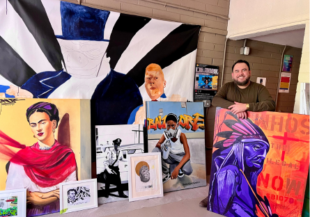 Artist Francisco Garcia in his Grand Avenue studio.  