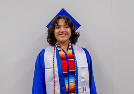 PC grad Sarahi Hernandez at the May 2024 commencement ceremony