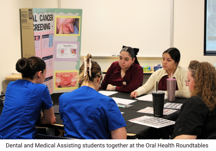 Phoenix College Dental Assisting students sharing Oral Cancer Screening insights with Medical Assisting students to explore the relationships between oral health and systemic health