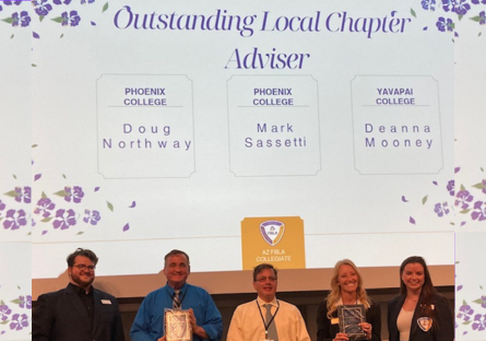 Phoenix College Future Business Leaders of America club advisors Mark Sassetti and Doug Northway are honored with Outstanding Advisor awards