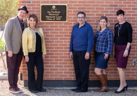 Image of the Dedication of the Jay Faulkner Mesquite Court in 2020