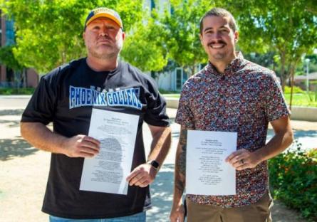 Magdaleno Perez, Student, and Cody Wilson, Creative Writing Instructor_Space2Inspire-PC-Winners