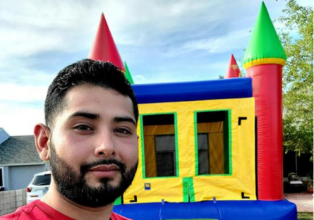 Image of David Olivio with bounce house