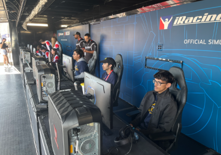 Rocket League Team at play inside NASCAR booth