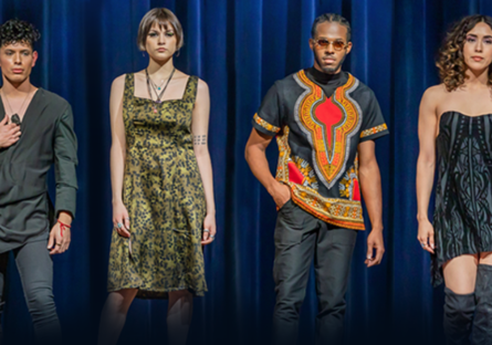 Students modeling fashions designed by PC designers (alumni and students)