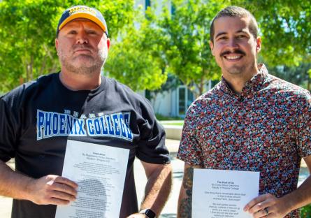 Magdaleno Perez, Student, and Cody Wilson, Creative Writing Instructor Space2Inspire, PC Winners