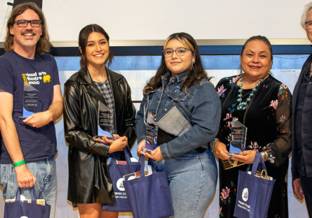 Winners of the Phoenix College 2022 Vanguard Awards at the Phoenix Art Museum, with Artists Kate Capshaw, and Eric Fischl